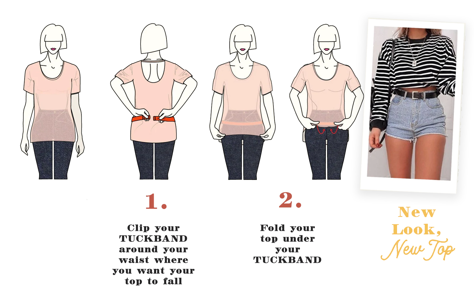 Koranuly Crop Tuck Belt, Adjustable Tuck Band for Crop Tops, Women  Universal Elastic Casual Style Belt For Shirt Sweater